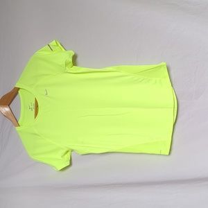 Nike top dri fit short sleeve women's T-shirt Neon yellow V-neck Small